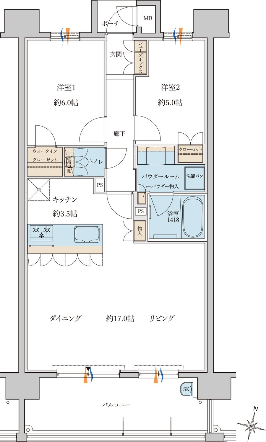 MJR浦上THE ONCE 間取り E type［Menu Plan1］