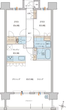 MJR浦上THE ONCE 間取り E type［Menu Plan1］