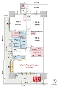 ヴェルディ祇園［フェリス］ 間取り A type（2〜15階）