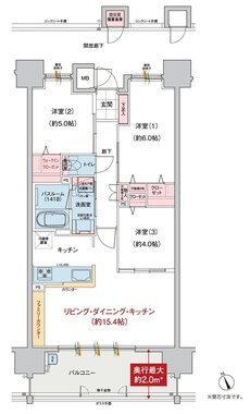 ヴェルディ祇園［フェリス］ 間取り B type（2〜15階）