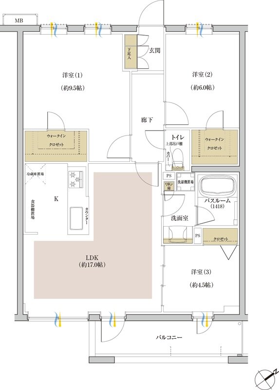 シンビエンス世田谷尾山台 間取り C type(セレクトプラン1)