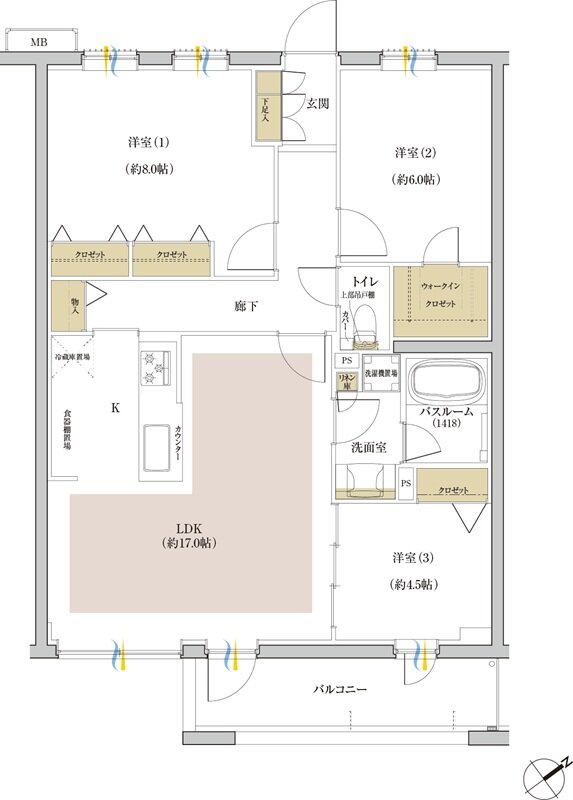 シンビエンス世田谷尾山台 間取り C type(セレクトプラン2)