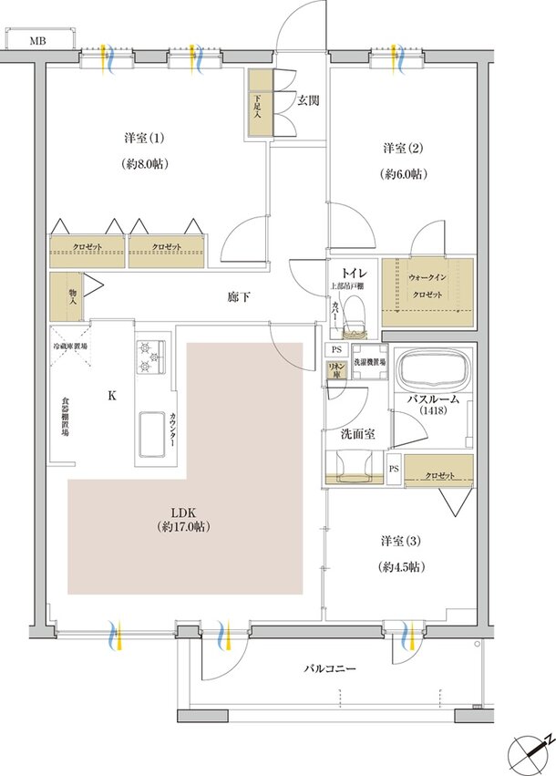 シンビエンス世田谷尾山台 間取り C type(セレクトプラン2)