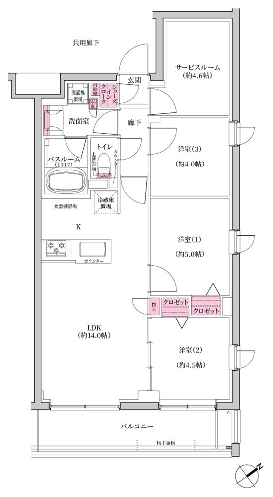 シンビエンス世田谷尾山台 間取り J type（セレクトプラン2）