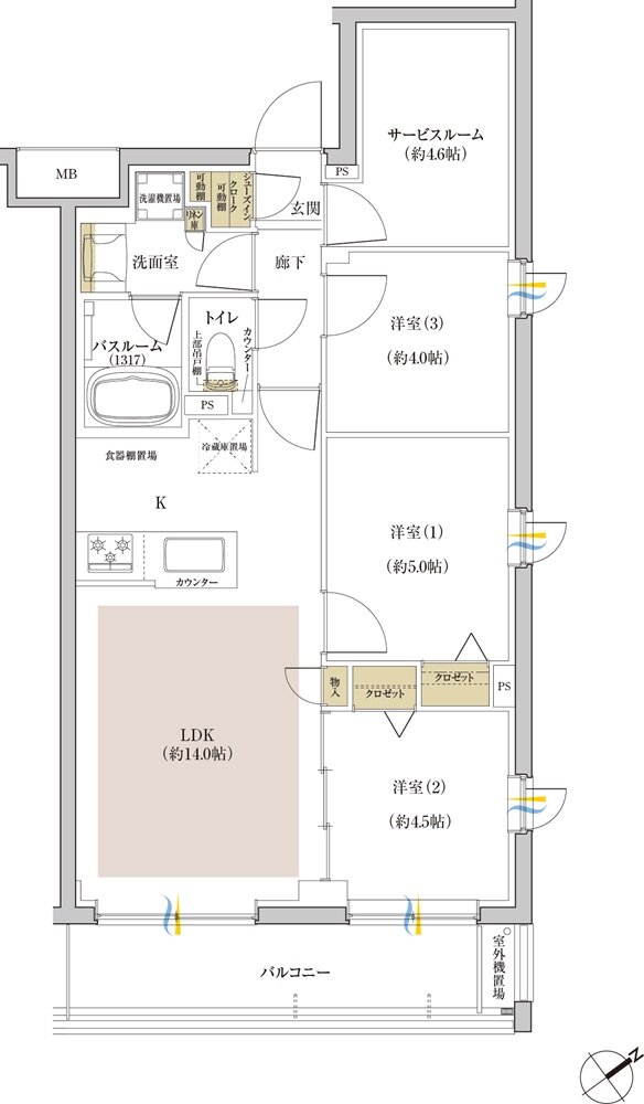 シンビエンス世田谷尾山台 間取り J type(セレクトプラン2)
