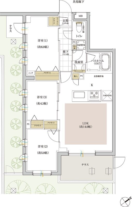 シンビエンス世田谷尾山台 間取り Hg type