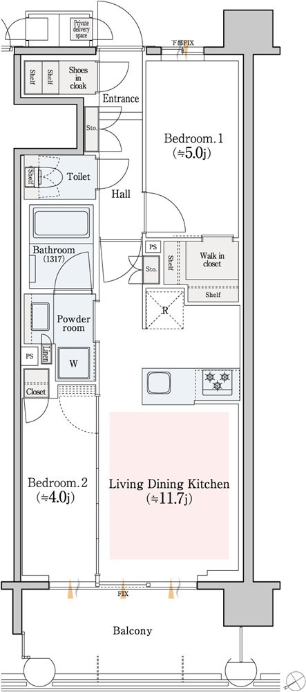 レ・ジェイド横濱桜木町 間取り D type