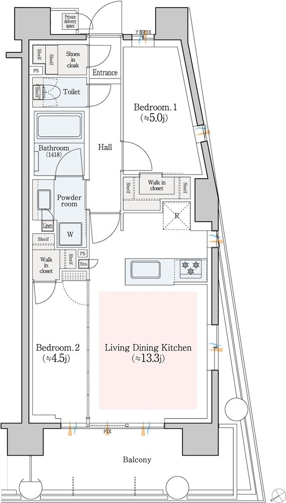 レ・ジェイド横濱桜木町 間取り A type