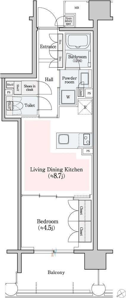 レ・ジェイド横濱桜木町 間取り B type