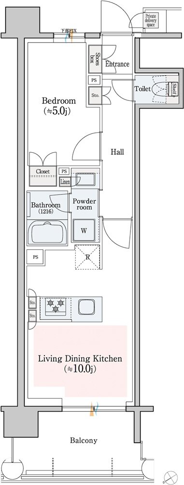レ・ジェイド横濱桜木町 間取り E type