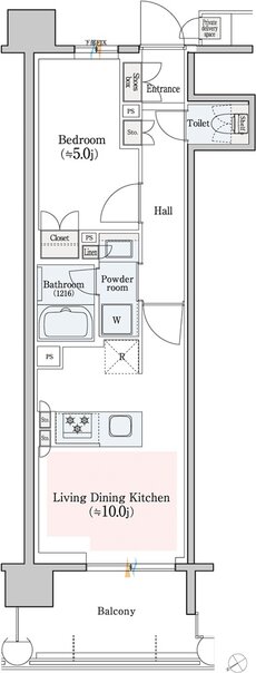 レ・ジェイド横濱桜木町 間取り E type