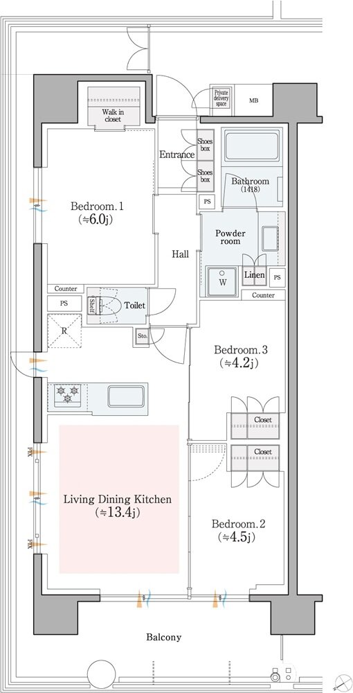 レ・ジェイド横濱桜木町 間取り F type