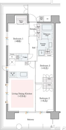 レ・ジェイド横濱桜木町 間取り F type
