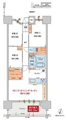 ヴェルディ・ザ・テラス［尾道］ 間取り B type（2〜15階）