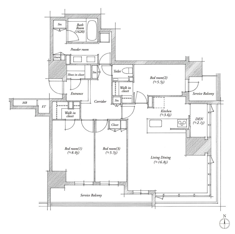 シエリアタワー北浜 間取り J TYPE