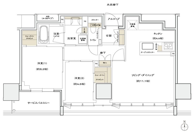 シエリアタワー北浜 間取り B TYPE