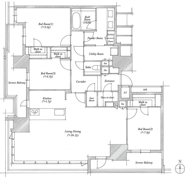 シエリアタワー北浜 間取り S TYPE