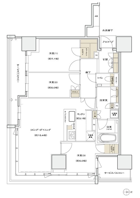 シエリアタワー北浜 間取り C TYPE