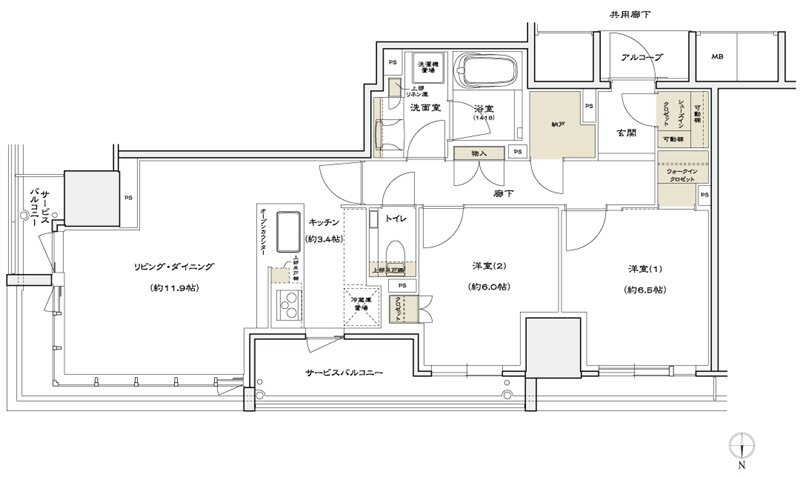 シエリアタワー北浜 間取り F TYPE
