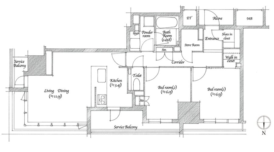 シエリアタワー北浜 間取り F TYPE