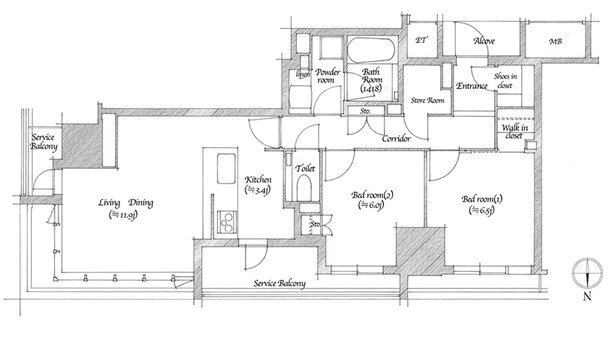 シエリアタワー北浜 間取り F TYPE