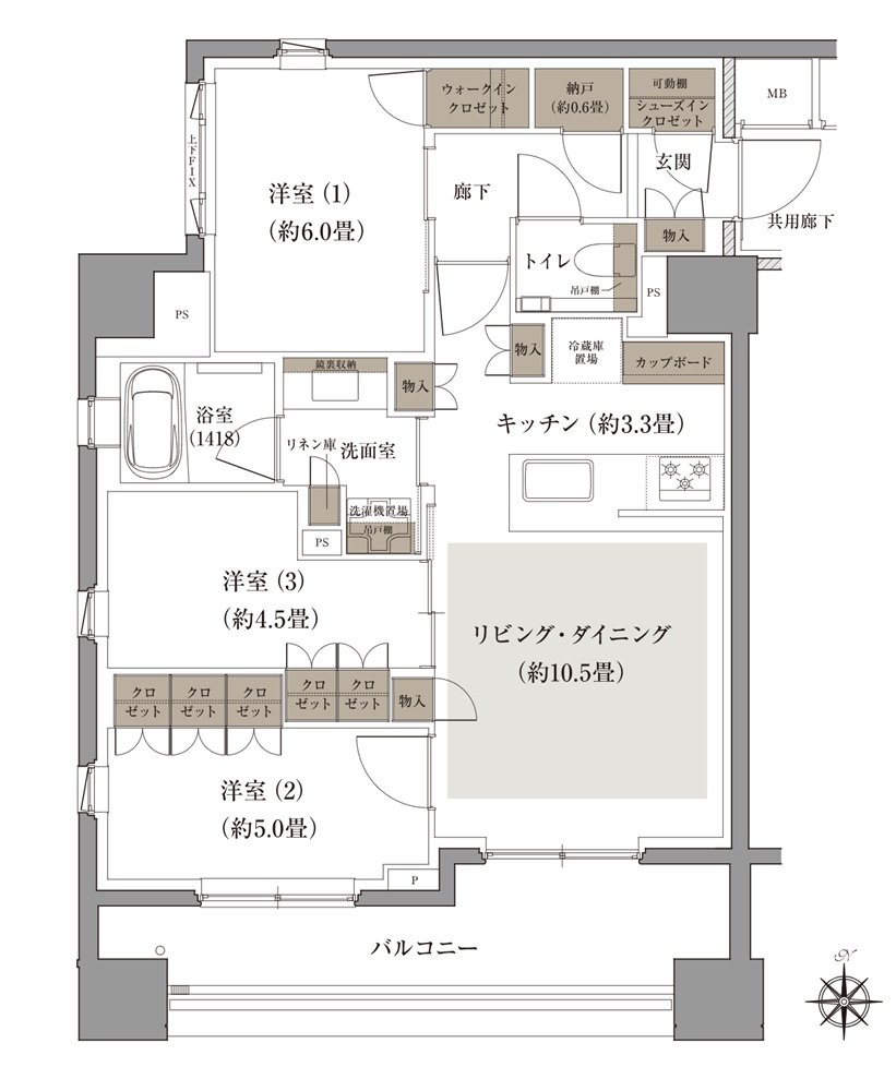 Brillia(ブリリア) 三鷹禅林寺通り 間取り A2 type