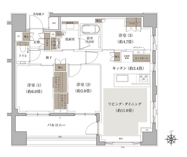 Brillia(ブリリア) 三鷹禅林寺通り 間取り C type