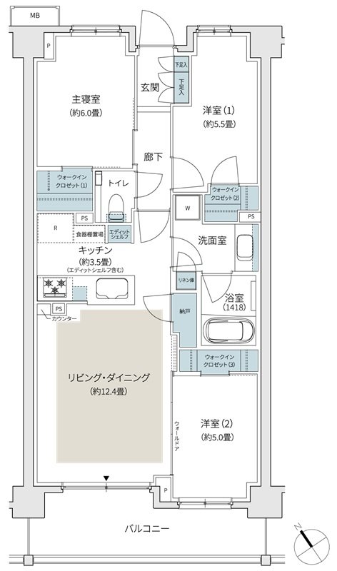 パークホームズたまプラーザ　ヒルサイドコート 間取り Bタイプ
