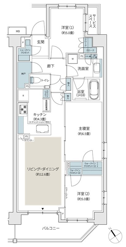 パークホームズたまプラーザ　ヒルサイドコート 間取り Hタイプ