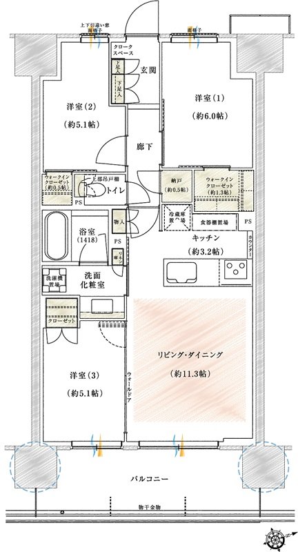 プレシス熊谷末広 間取り Eタイプ