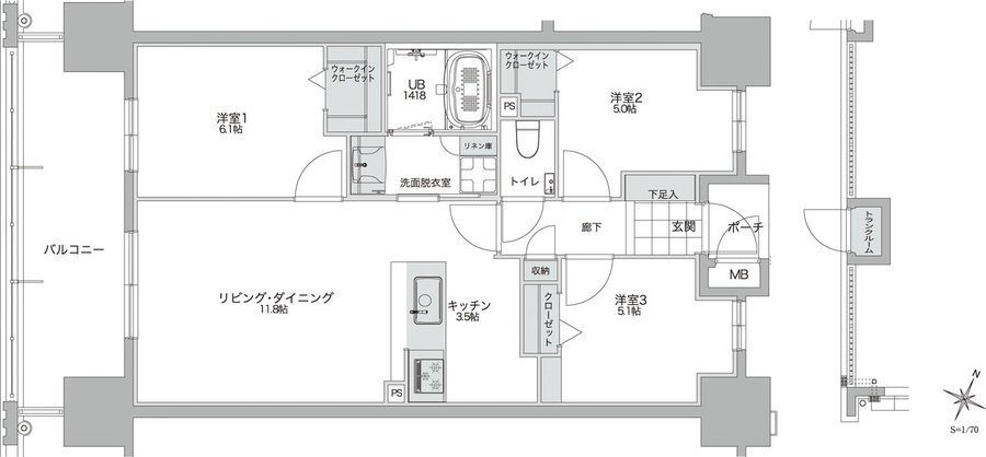 ビバシティネクスト文教 間取り BII type