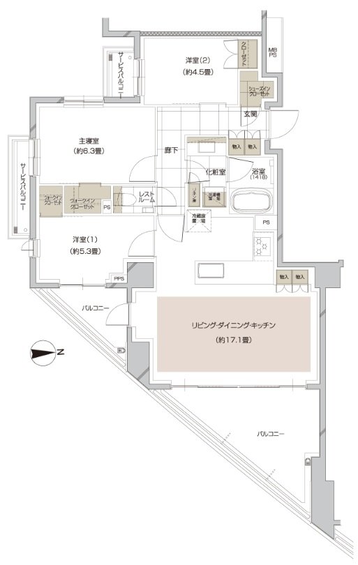 ピアース宮前平レジデンス 間取り K type