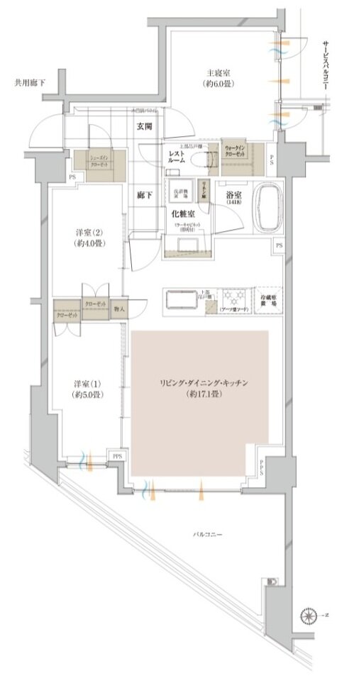 ピアース宮前平レジデンス 間取り J type