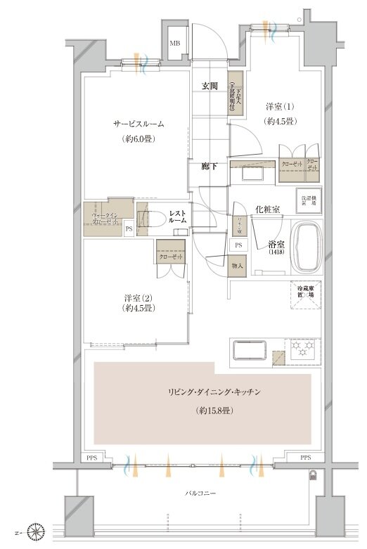 ピアース宮前平レジデンス 間取り E type［第1期2次］