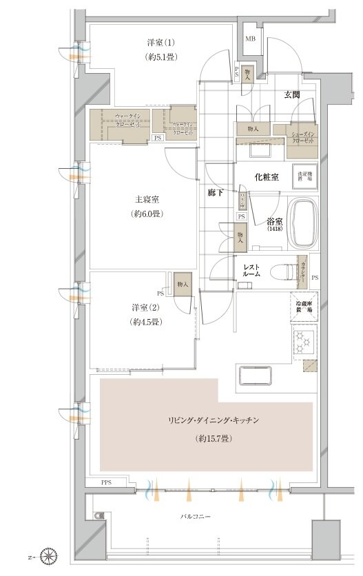 ピアース宮前平レジデンス 間取り F type［第1期2次］