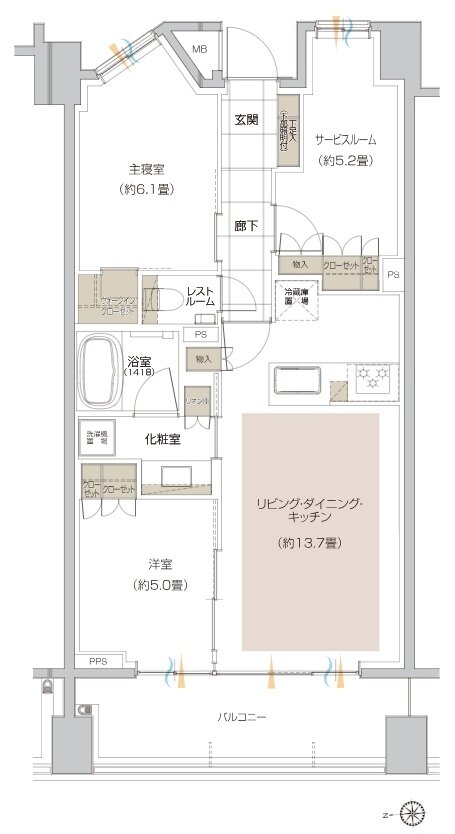 ピアース宮前平レジデンス 間取り D type