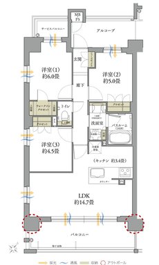 ワコーレJR三ノ宮駅直通9分プロジェクト 間取り D type