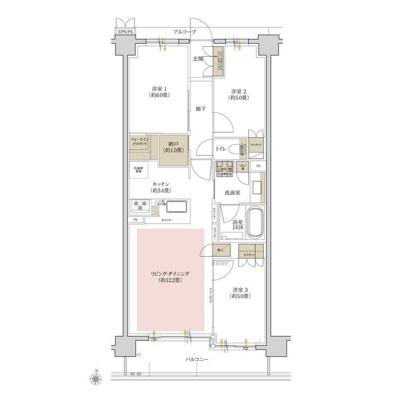 ローレルコート瑞穂汐路 ザ・レジデンス 間取り Cタイプ