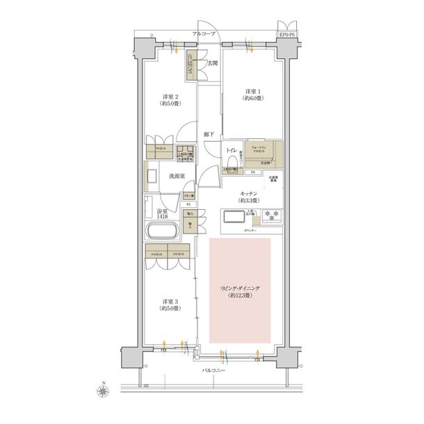 ローレルコート瑞穂汐路 ザ・レジデンス 間取り Bタイプ