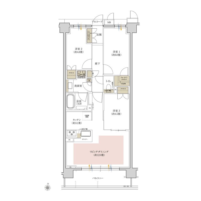 ローレルコート瑞穂汐路 ザ・レジデンス 間取り Dタイプ
