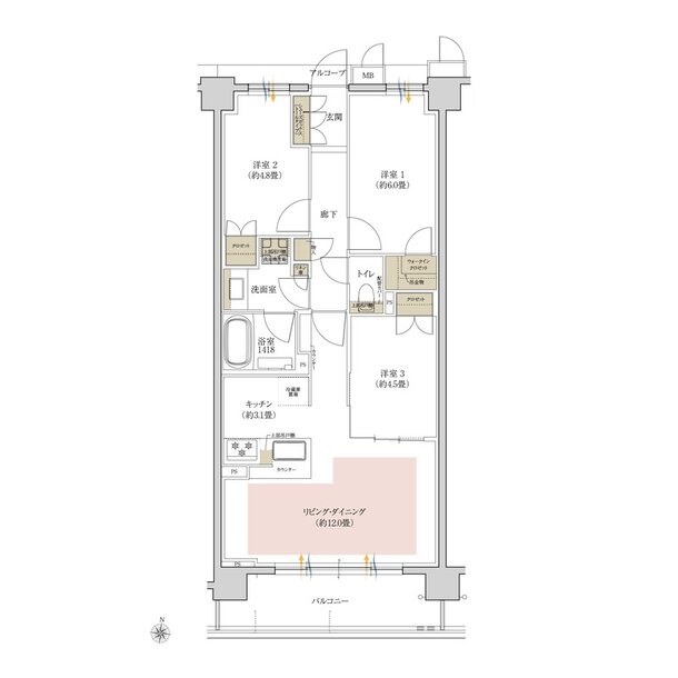 ローレルコート瑞穂汐路 ザ・レジデンス 間取り Dタイプ