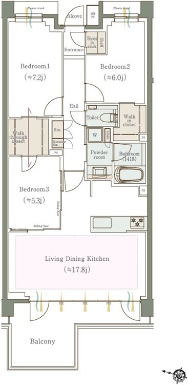 クリオ石神井公園ザ・グラン 間取り D1タイプ