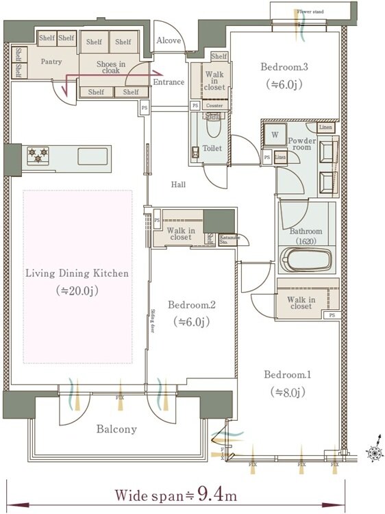 クリオ石神井公園ザ・グラン 間取り F3タイプ