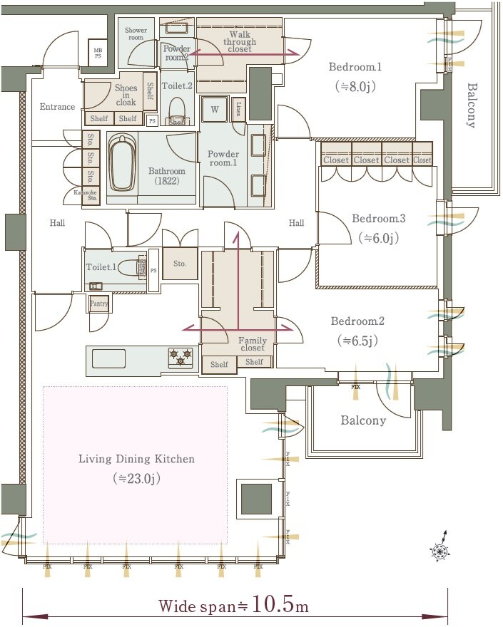 クリオ石神井公園ザ・グラン 間取り H1タイプ
