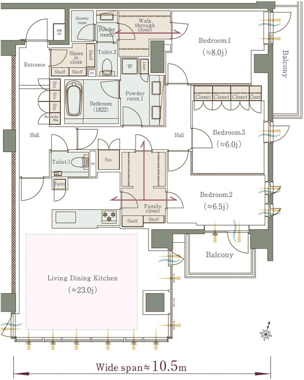 クリオ石神井公園ザ・グラン 間取り Hタイプ