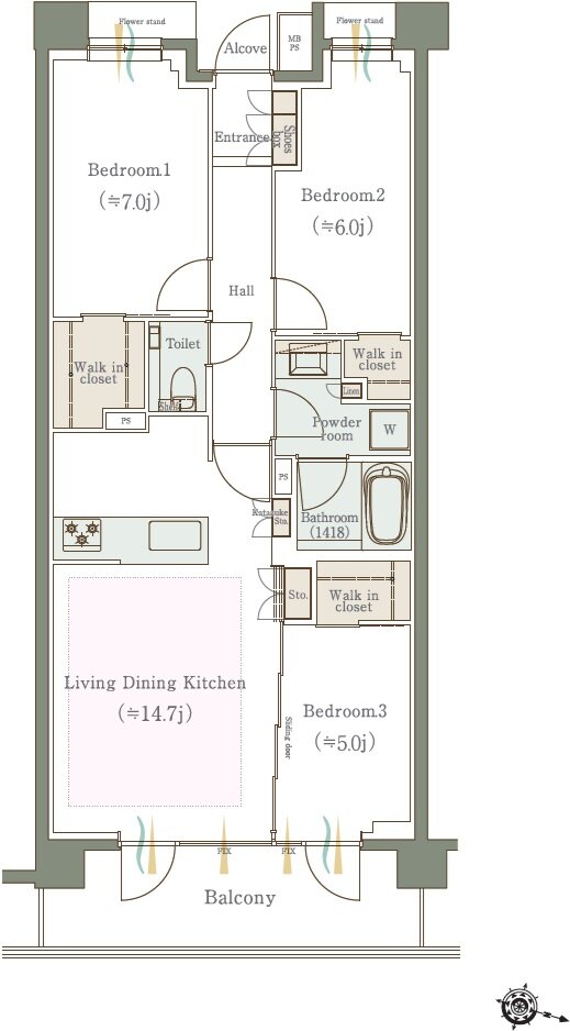 クリオ石神井公園ザ・グラン 間取り I1タイプ