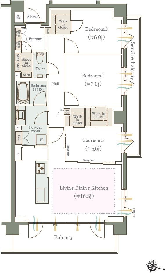 クリオ石神井公園ザ・グラン 間取り N1タイプ