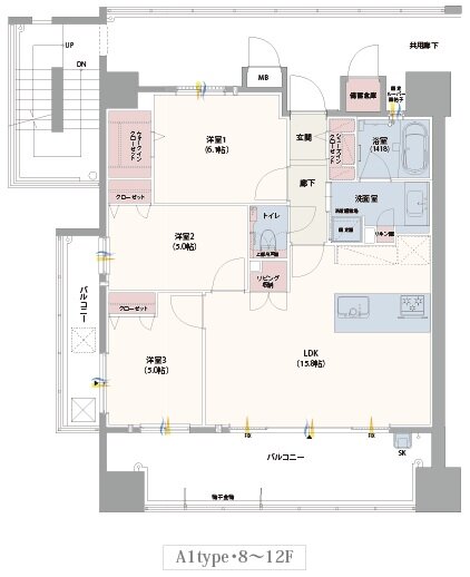 グランドパレス大野城駅 間取り A1タイプ