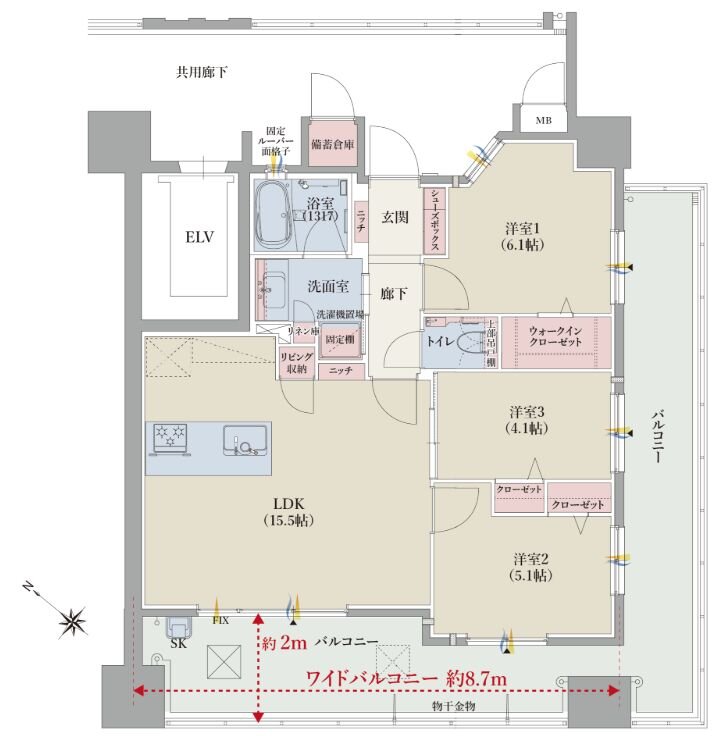 グランドパレス大野城駅 間取り B2タイプ