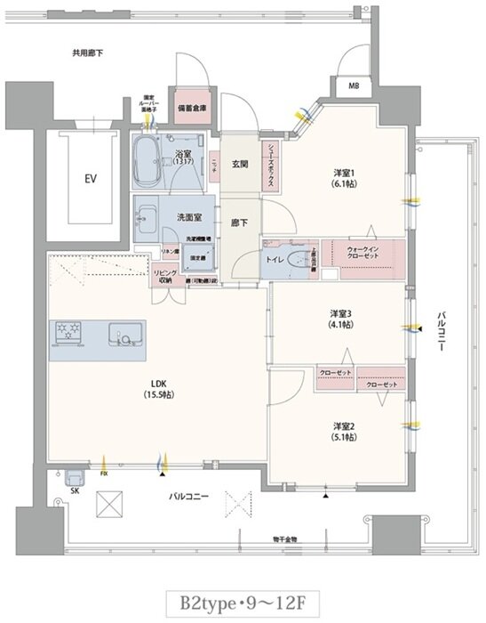 グランドパレス大野城駅 間取り B2タイプ